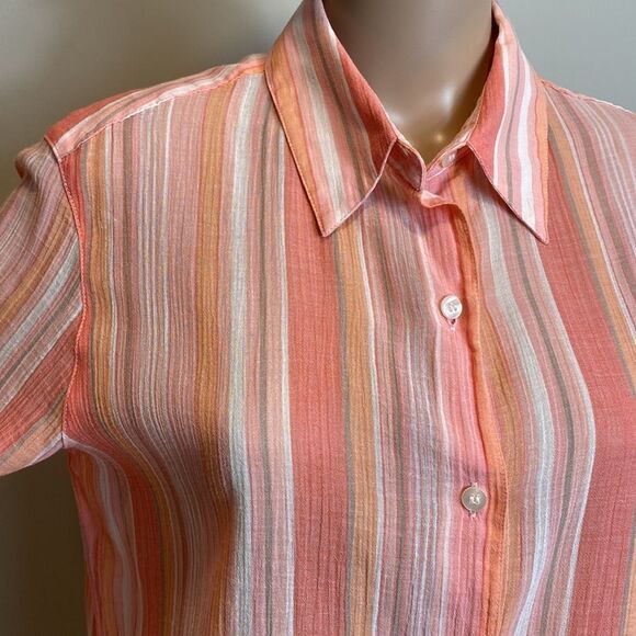 ❤️Last Chance Liz Claiborne striped long sleeve cotton button down shirt - Picture 2 of 8